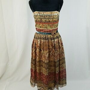 David Meister women 6 silk dress boho spaghetti